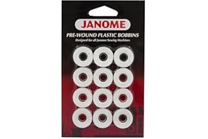 Janome Pre-Wound Plastic Bobbins White Thread by Janome
