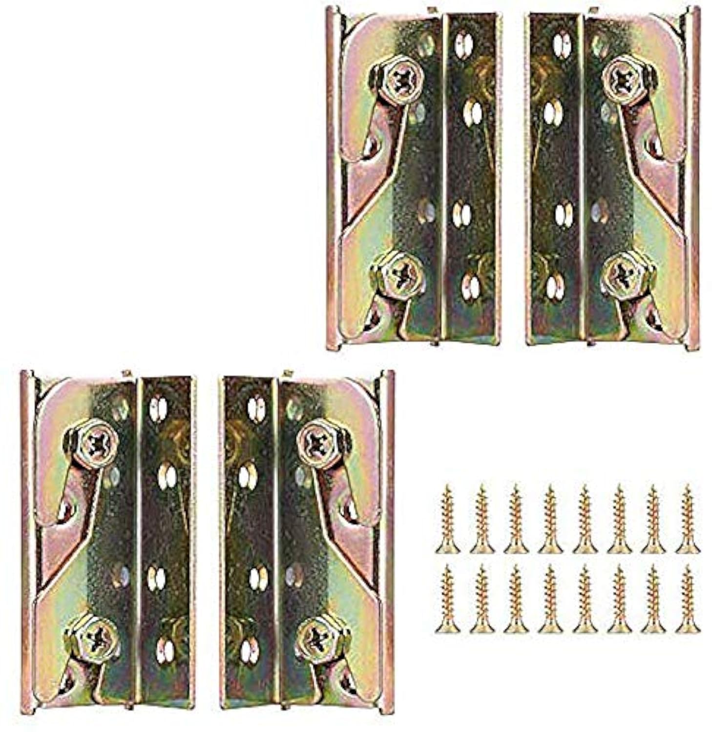 Bed Brackets Corner, GLANICS 4 Sets Bed Rail Brackets, Bed Hinges Fixing Corners Heavy Duty Rust Proof Hardware Frame Bracket Fittings Fastener