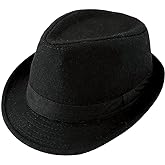 FALETO Unisex Classic 20s Trilby Fedora Hat with Band Casual Jazz Cap Manhattan