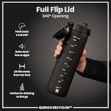 Ion8 1 Litre Water Bottle Quench Recyclon Leak Proof Flip Lid Black view 4