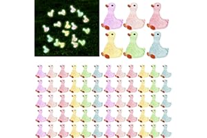 60Pcs Mini Goose Figurines, Cute Resin Kit Small Goose Figurine Tiny Animal Ornament for DIY Craft Accessories, Bulk Luminous