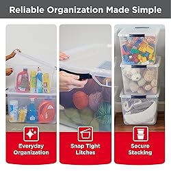 Rubbermaid Cleverstore Clear 32 Qt, 6 Pack
