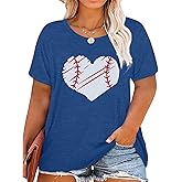 Plus Size Baseball Shirt Women Funny Baseball Graphic Tees Casual Short Sleeve Tops T-Shirts