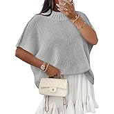 Saodimallsu Womens Oversized Sweater Tops Summer Lightweight Batwing Half Sleeve Casual Loose Knit Pullover Shirts