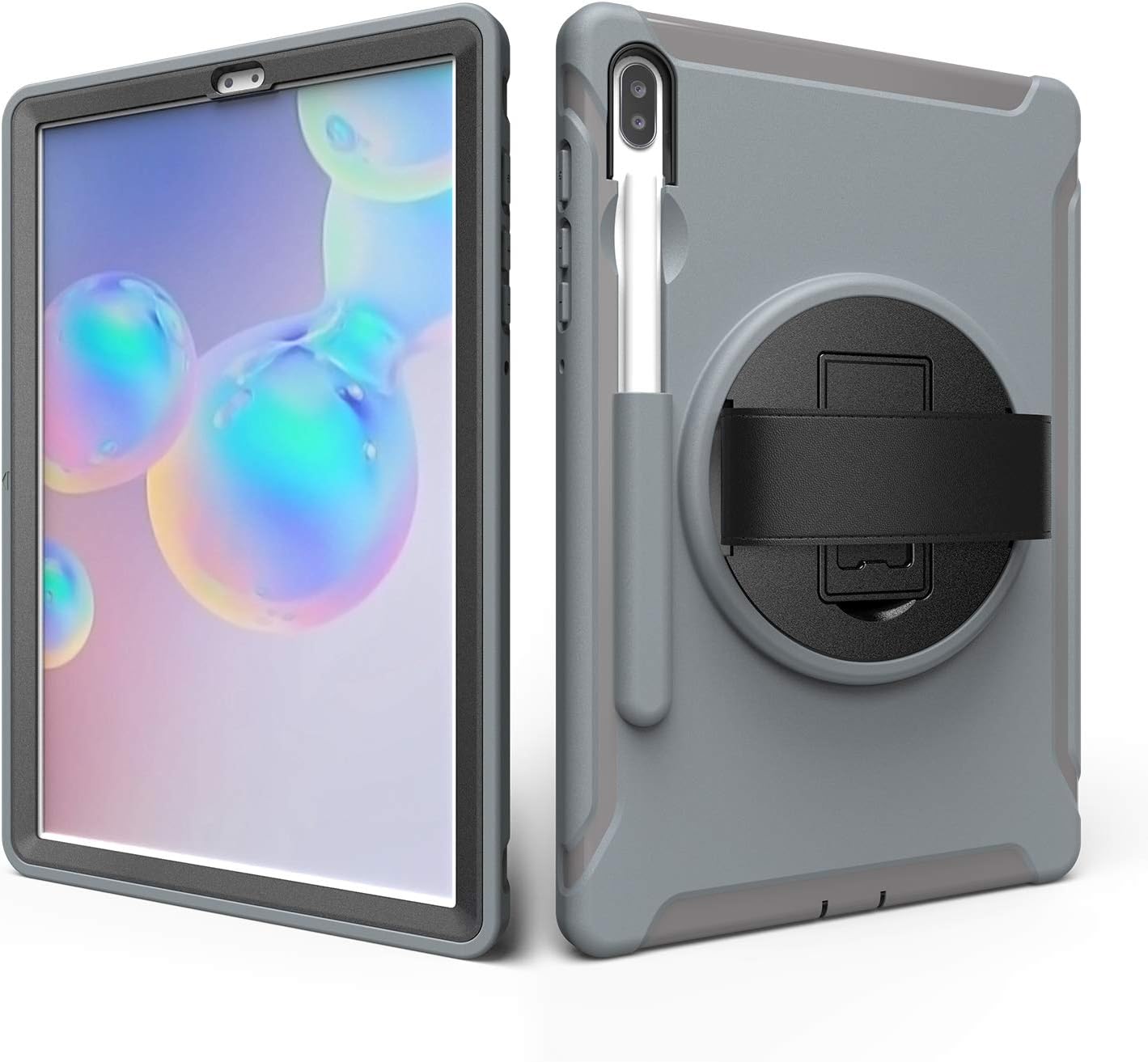 BlinkCat Galaxy Tab S6 (2019) Tablet Case, Anti-Drop Shockproof Heavy Duty Protective Cover with Bulit-in Kickstand + Hand Strap for Samsung Galaxy Tab S6 (2019) 10.5" / SM-T860 SM-T865 - Grey