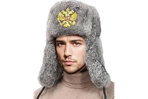 LUPIDYYXUN Rabbit Fur Russian Hat for Men Ushanka Hats Earflap Trapper Hat for Winter