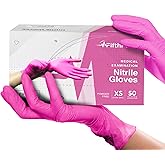 FifthPulse Fuchsia Hot Pink Nitrile Disposable Gloves - 3 Mil Nitrile - Powder and Latex Free - Surgical Medical Exam Gloves