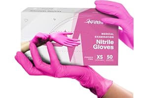 FifthPulse Fuchsia Hot Pink Nitrile Disposable Gloves - 3 Mil Nitrile - Powder and Latex Free - Surgical Medical Exam Gloves