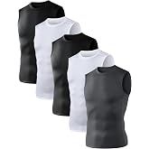 OYGSieg 5/6 Pack Men's Sleeveless Compression Tank Tops Base Layer Shirts | Athletic Compression Shirts for Men, Sleeveless Base Layer Workout Tanks for Basketball Sports Daily Training