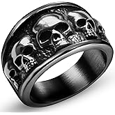 Stainless Steel Cool Skull Rings Gothic Death Skull Skeleton Cocktail Party Biker Statement Retro Vintage Ring