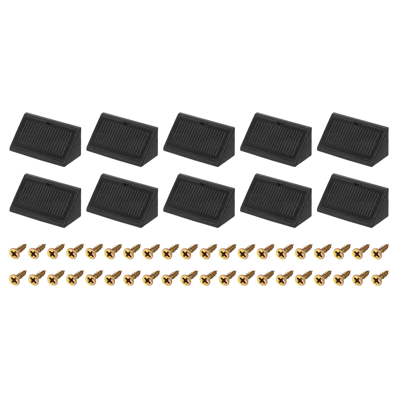 uxcell 10Pcs 90 Degree Plastic Corner Braces with Cover Cap, 41x19x19mm Nylon Shelf Right Angle Brackets with Screws for Cabinets, Cupboards (Black)