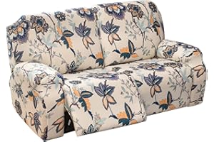 CRFATOP Stretch Recliner Loveseat Slipcover with Pockets 6 Pieces Dual Sectional Recliner Sofa Covers for 2 Seat Reclining Loveseat Couch Cover Washable Furniture Protector for Kids,01
