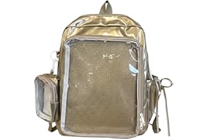 Ita Bag Kawaii Pin Display Backpack with Clear Windows PVC Transparent Backpack Multiple Pockets Casual Daypack for Travel