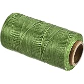 MECCANIXITY Waxed Thread,284 Yard 0.8mm 150D Flat Wax Thread Polyester Waxed String for Leather Sewing Hand Weaving Book Binding Home Decoration,Deep Green