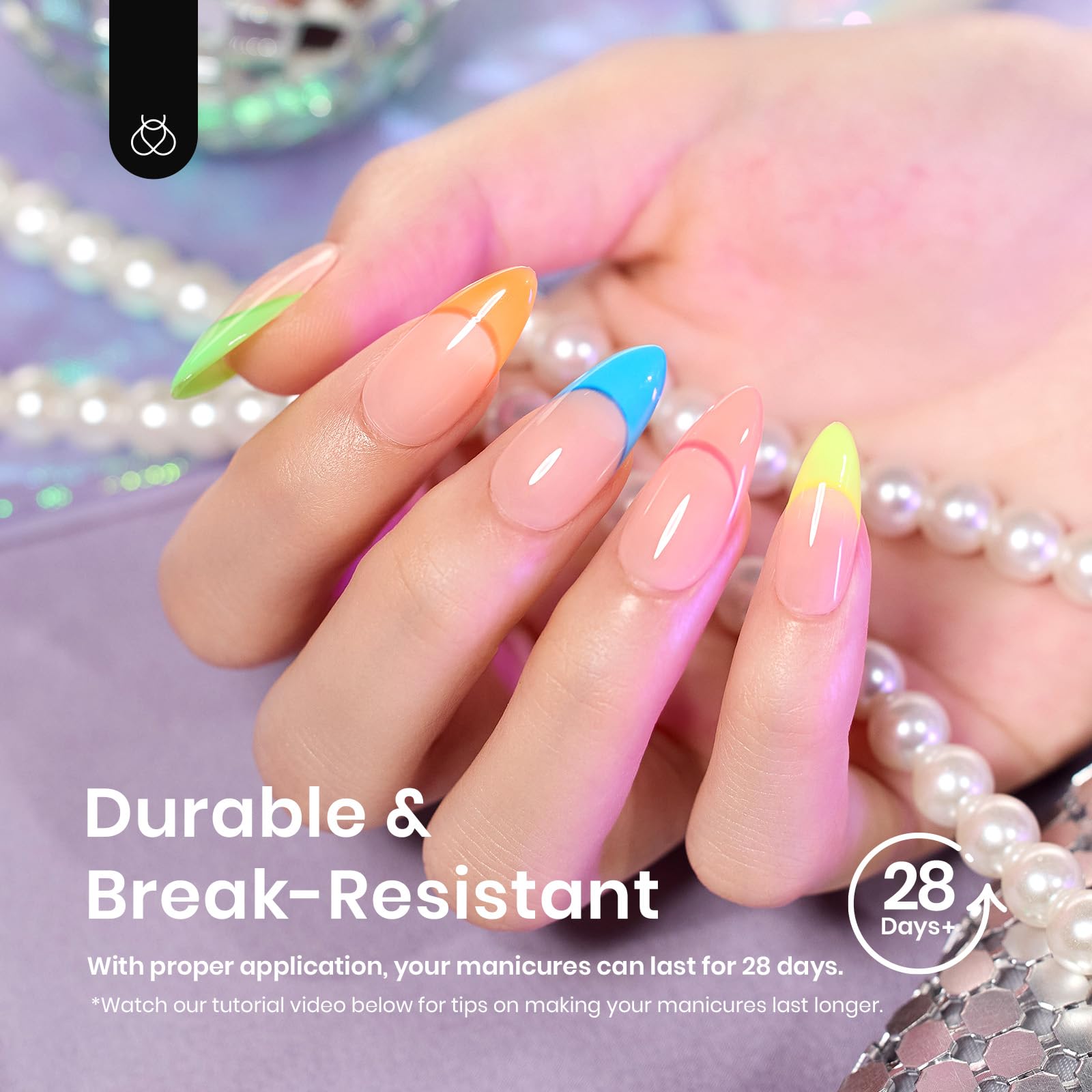 Beetles Gel Nail Tips Medium Almond Etch X Nail Tips, 12 Sizes 288 PCS Half Matte Full Cover False Nails Clear Acrylic Nails Glue on Nails DIY Gift for Women - Image 3