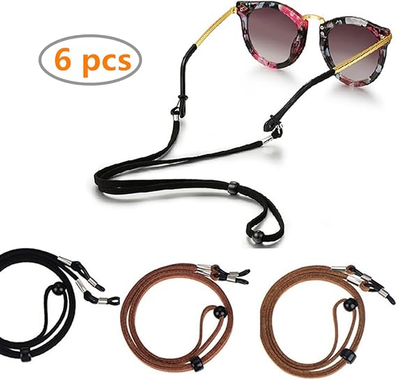 Kosause Eyeglass Strap PU Leather Eyeglass Strap Eyeglass Cords Retainer,6 Pieces