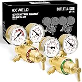 RX WELD Oxy Acetylene Regulator Set, A-Size 3/8"-24 Outlet, CGA-540/200 | Light Duty Gas Regulator for Welding