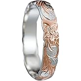 Aloha Jewelry Co. 925 Sterling Silver 4mm Hawaiian Princess Plumeria Flower Scroll Ring Stackable Wedding Engagement Band, Nickel Free Hypoallergenic for Sensitive Skin, Gift Box Included