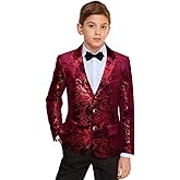 Boys Jacquard Suits Slim Fit Tuxedo Suit Notch Lapel 2 Pieces Suit Set Jacket Pants for Party Formal Wear