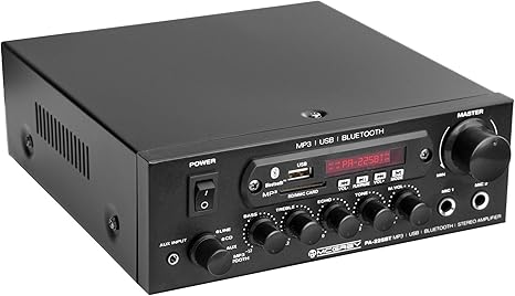 Mcgrey Pa 225bt Dj Pa Verstarker Bluetooth Endstufe 2 X 18 W Karaoke Verstarker Usb Sd Slots Mp3 Wiedergabe 2 X Mikrofoneingange 12v Netzanschluss Schwarz Amazon De Musikinstrumente