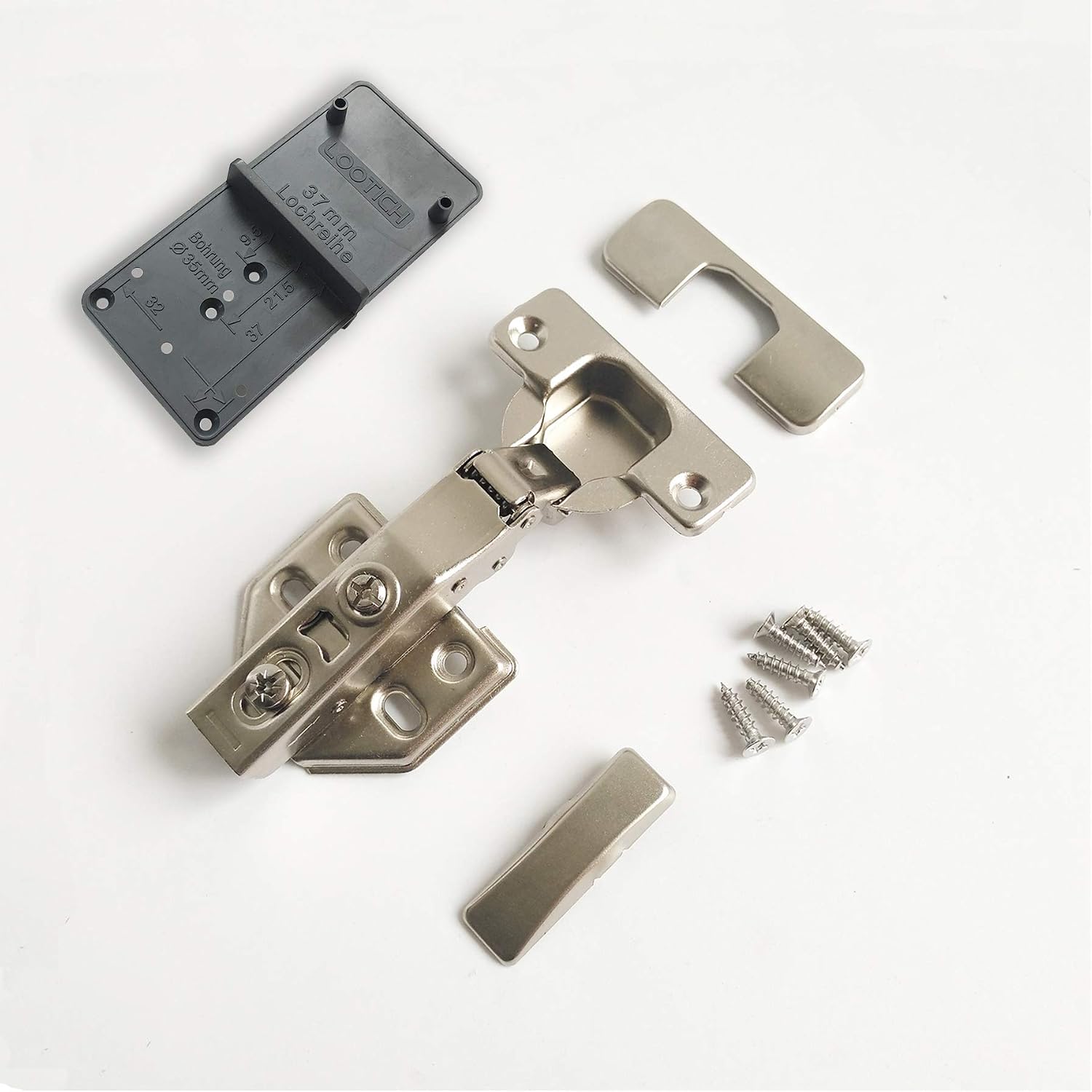 LOOTICH 110 Deg Kitchen Units Concealed Cabinet Door Mute Hinges 35mm Soft Close Full Overlay Mounting 8 Piece (Include Drilling Jig) - Image 4