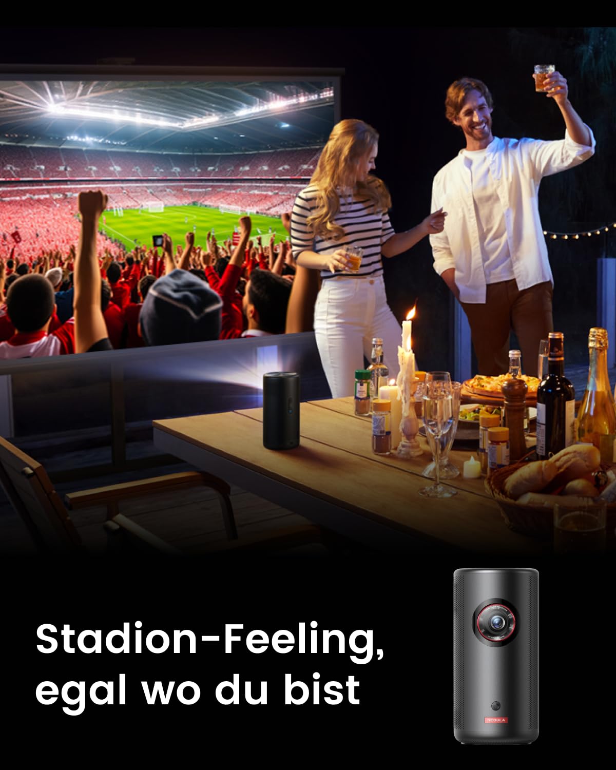 NEBULA Capsule 3 Laser GTV Beamer, 300 ANSI Lumen, 1080p Mini Smart TV Beamer mit WLAN, Mobiler Outdoor, Dolby Digital, Laserprojektor, Autofokus, 120-Zoll Bild, 2,5 Stunden Integrierter Akku 3