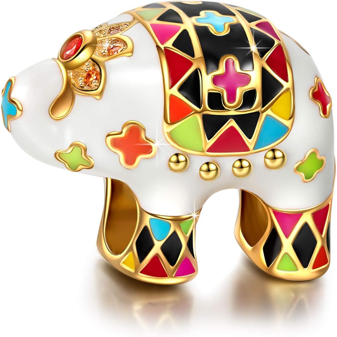NINAQUEEN® Charms/Gentle Elephant/ 925 Silver, Enamel, with Gift Box, Antibacterial Properties! Women's Jewellery~