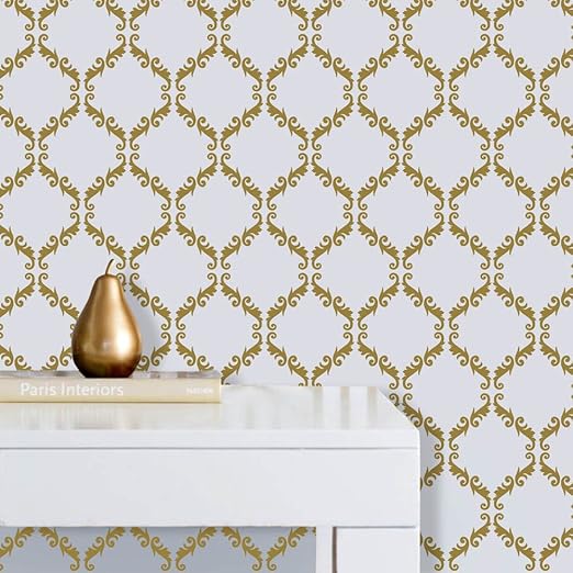 Arhat Stencils Glossy PVC ASRE180 Damask Wall Stencils Amazon.in