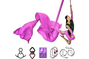 SYCYKA Deluxe Aerial Silks Equipment Set - 11 Yards Aerial Yoga Hammock Swing for Acrobatic, Circus Arts, Dance (L:10m W:2.8m)