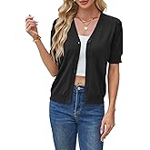 Yekaty Short Sleeve Cardigans for Women Lightweight Summer Sweaters Cropped V Neck Button Bolero Sweater