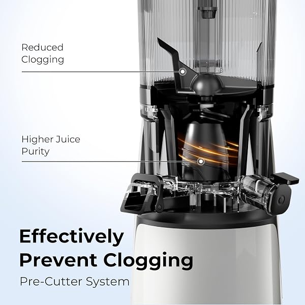 EANORUUS JUICER MACHINES, 3-IN-1 COLD PRESS JUICER WITH 6.5″ EXTRA LARGE CHUTE, 100OZ LARGE CAPACITY, AC MOTOR, MAKES JUICE, NUT MILK & SORBET, BRIGHT WHITE