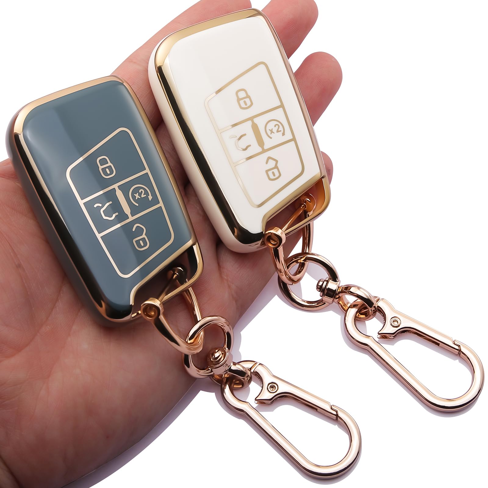 Photo 1 of 0BT59 2 PCS for VW Key Fob Cover with Keychain Protector for Volkswagen 2017-2022 Atlas Tiguan Arteon Jetta Taos Accessories
