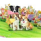 HEARTAGS- Dog Valentines Card For Wife, 3D Dog Flower Pop Up Valentines Day Card For Husband, Him, Her, Girlfriend, Boyfriend, Birthday Card for Women, Mom, 6x8 in Pop Up Valentine Cards With Envelope