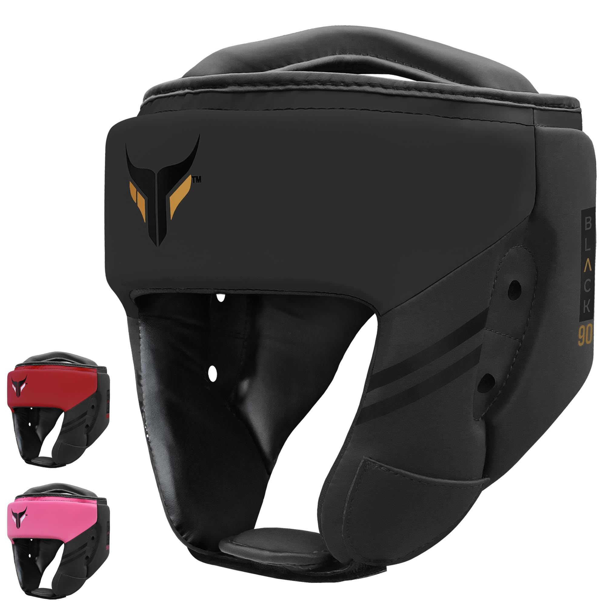 Mytra Fusion Headguard - Kickboxing Headgear with Adjustable Strap MMA, Muay Thai, Sparring, Martial Arts, Karate, Head Guard (Black, S)