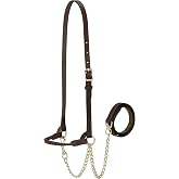 Weaver Livestock Leather Dairy Show Cattle Halter, Adjustable, Modern Style Cow Calf Halter, Livestock Handling Equipment for Showing, Brown