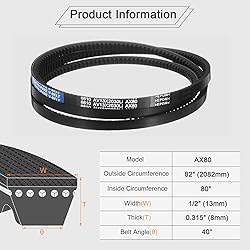 uxcell 2Pcs AX80 EPDM V-Belt, Raw Edge Cogged
