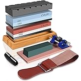 Sharpening Stone Set, Chefic Premium Whetstone 400/1000 & 3000/8000 Grit Waterstone Kit​, Knife Sharpener Stone with Non-Slip