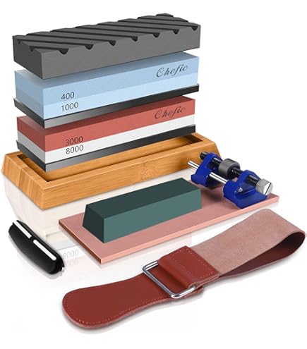 Knife Sharpening Stone Kit – 400/1000 3000/8000 Grit Wet