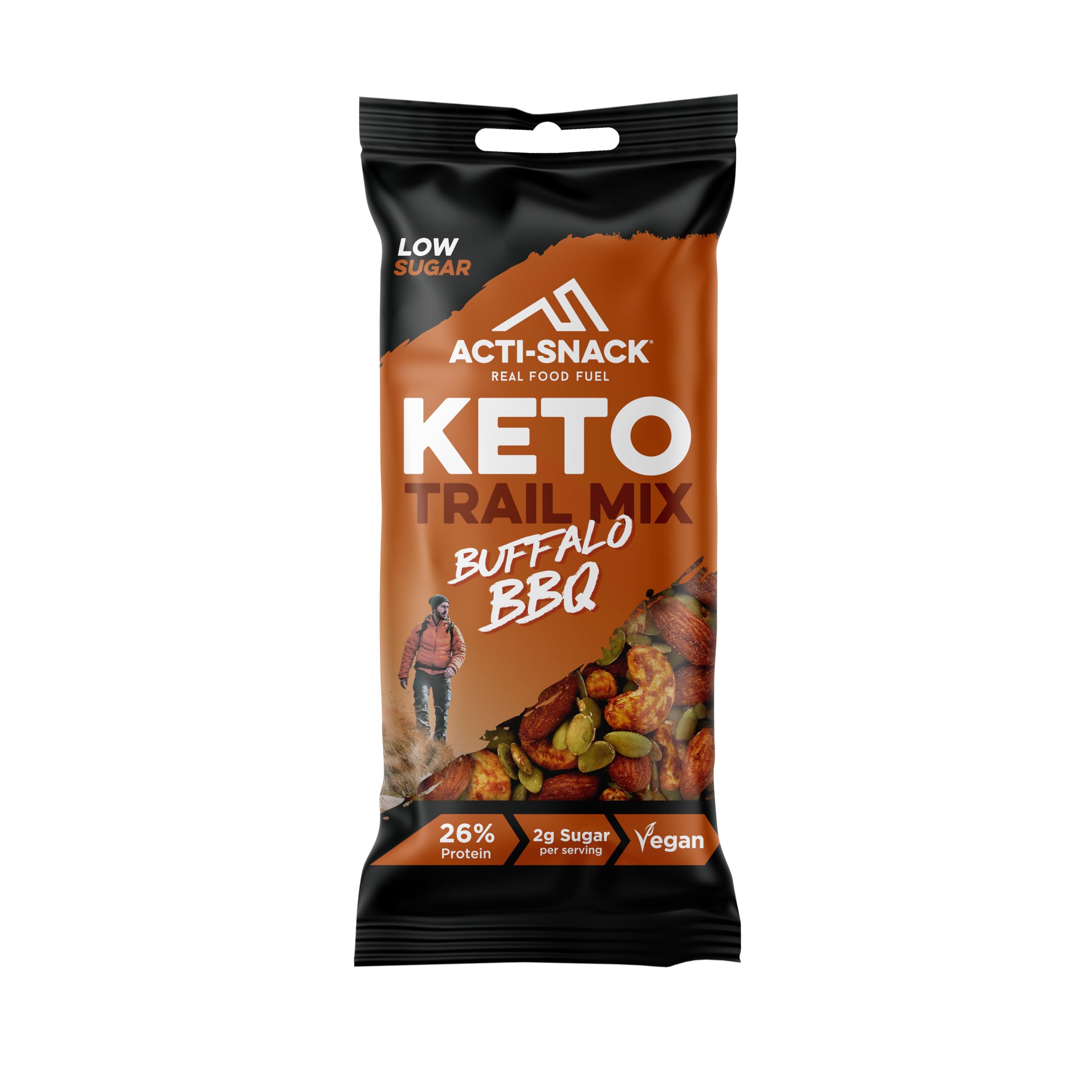 ACTI-SNACK Buffalo BBQ Keto Crunch 12 x 40g | Sports Nutrition Snacks, Protein on the Go - Buffalo BBQ Almonds, Cashews & Pumpkin Seed Mix, High Protein Snack