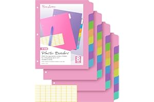 BiuLeon [32Pcs/4Set- 8 Tab] Binder Dividers with Tabs, Plastic Dividers for 3 Ring Binder, Letter Size Binder Tabs for Organizing School Office Home Files, Write&Erase Notebook/Page Dividers