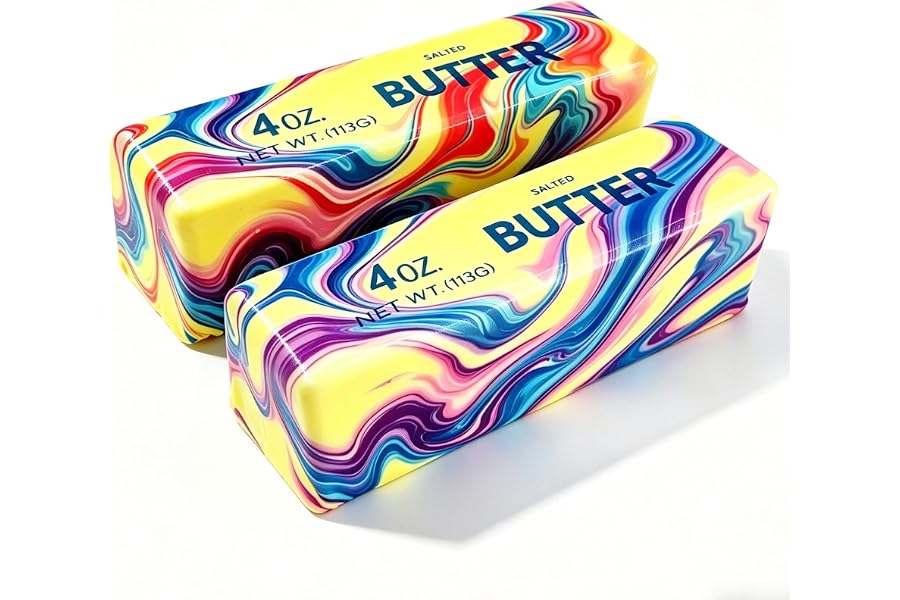 Butter Squishy, 2026 Newest Slow Rising Soft Squeeze Toy ,Realistic Butter Stick with Rainbow Wave, Non-Stick TPR for Office Desk Decor, Party Gift, Anxiety Stress Relief for Adults Kids
