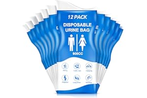 Xeiophoy Urine Bag, 12PCS Disposable Pee Bags for Travel for Women Men, 900ML Emergency Urinal Bag and Vomit Bags, Portable Unisex Urinal Bags for Camping Hiking Traffic Jams, Pregnant, Patient, Kids