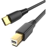 ULIFTUS USB-B to USB-C Printer Cable, 6.6FT Gold-Plated USB Type B to Type C Cord for MacBook Pro/Air HP, USB C MIDI Cable for Yamaha Piano, DJ Controller, Keyboard, Printer