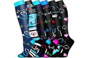 COOLOVER 6 Pack Copper Medical Compression Socks for Women and Men-Best Circulation Support for Running, Hiking, Nursing, Travel