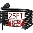 Skrizcable 16/3 25 FT Outdoor Extension Cord Waterproof, Weatherproof & Flame Retardant Black 3 Prong Power Cord Outside for Lawn & Garden, 13 Amps 1625 Watts 125 VAC 16AWG SJTW, ETL Listed