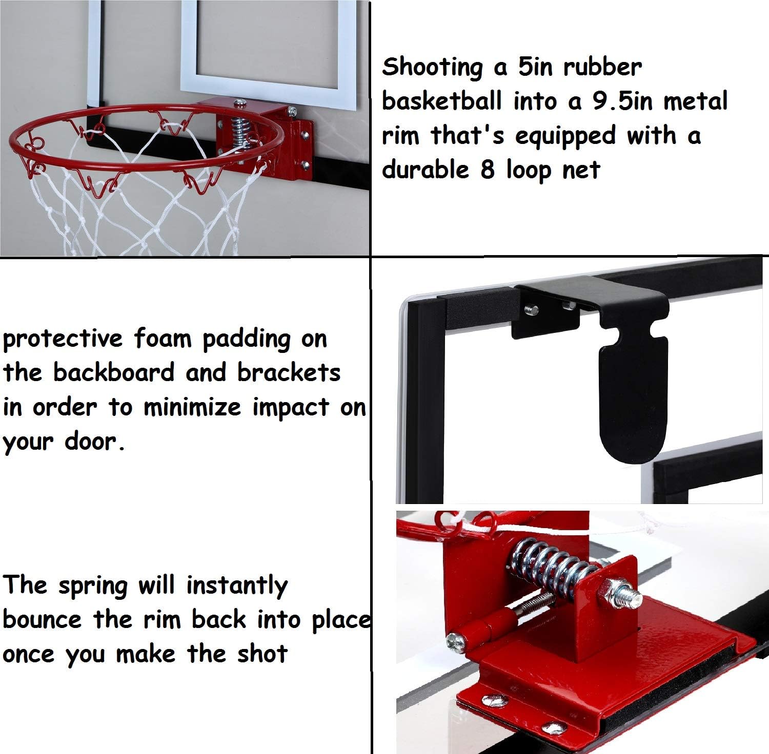 Door Hanging Mini Basketball Hoop - Win SPORTS with Breakaway Steel Rim, Includes 5” Mini basketballs and Hand Pump with Needle (18x12 inches) : Sports & Outdoors