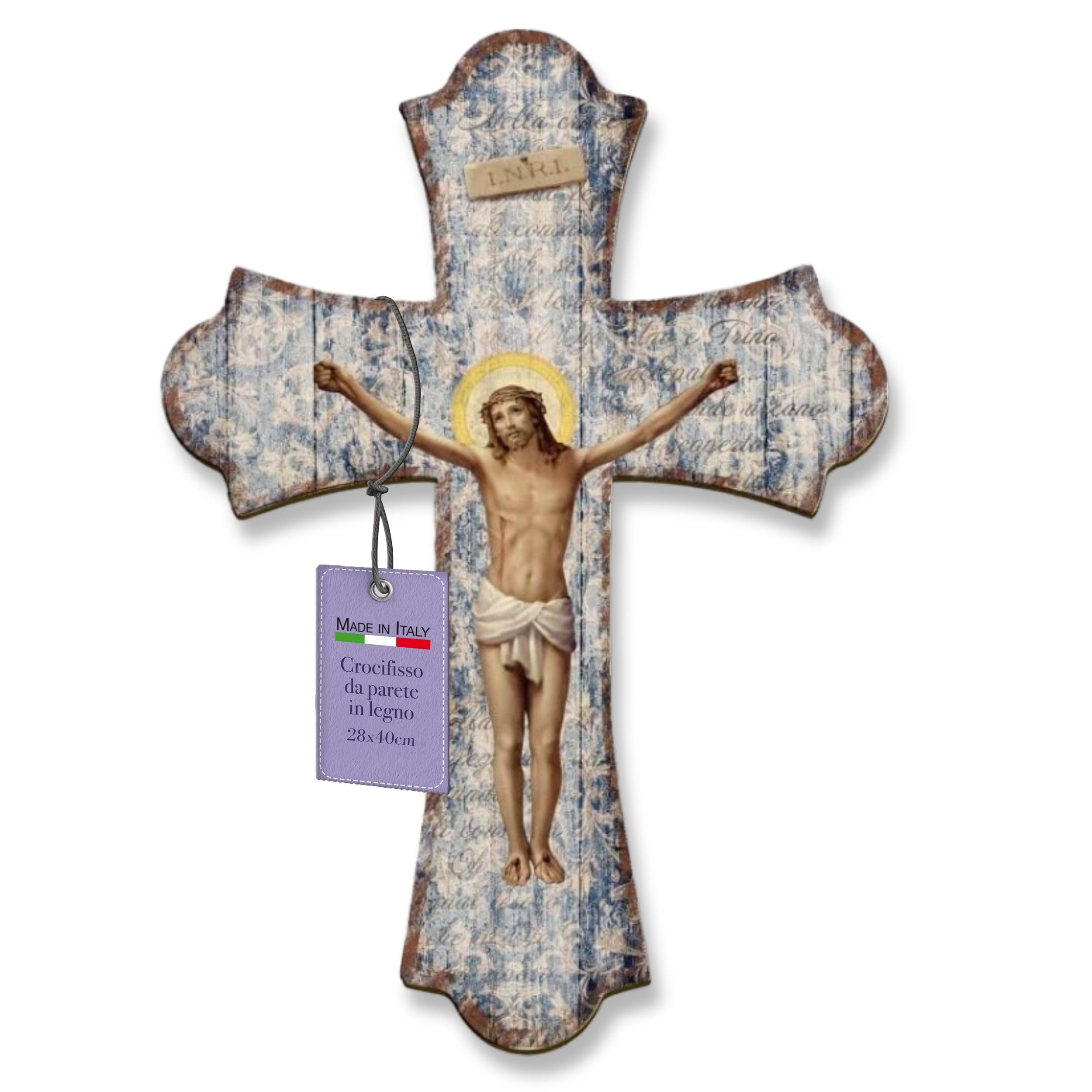 F.LLI BONELLA FRATELLI BONELLA - Poplar Wood Wall Crucifix Depicting the Crucifixion of Jesus - Vintage Crucifix 28x40 cm - Wooden Crucifix 100% Made in Italy