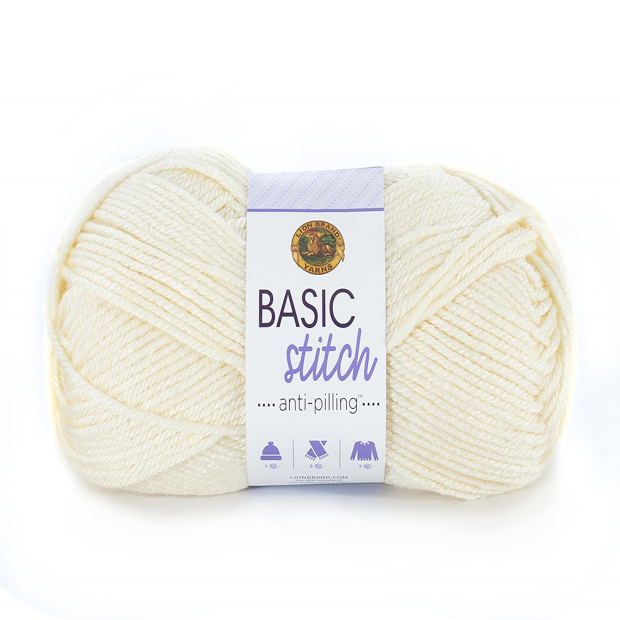 Lion Brand Yarn Basic Stitch Anti-Pilling Knitting Yarn, Yarn for Crocheting, Ecru, 185 yards (Pack of 1)