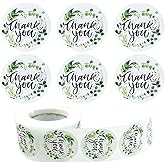 Thank You Stickers, 500Pcs Leaf Thank You Label Stickers 1.5" Leaf Frames Thank You Stickers Roll Greeting Cards Flower Bouquets Self-Adhesive Labels for Gift Wraps Birthday Party Favors