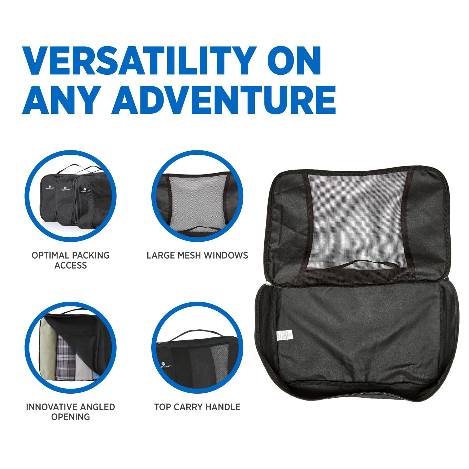 eagle creek Pack-It Full Cube Packing Set, Black, Set of 3